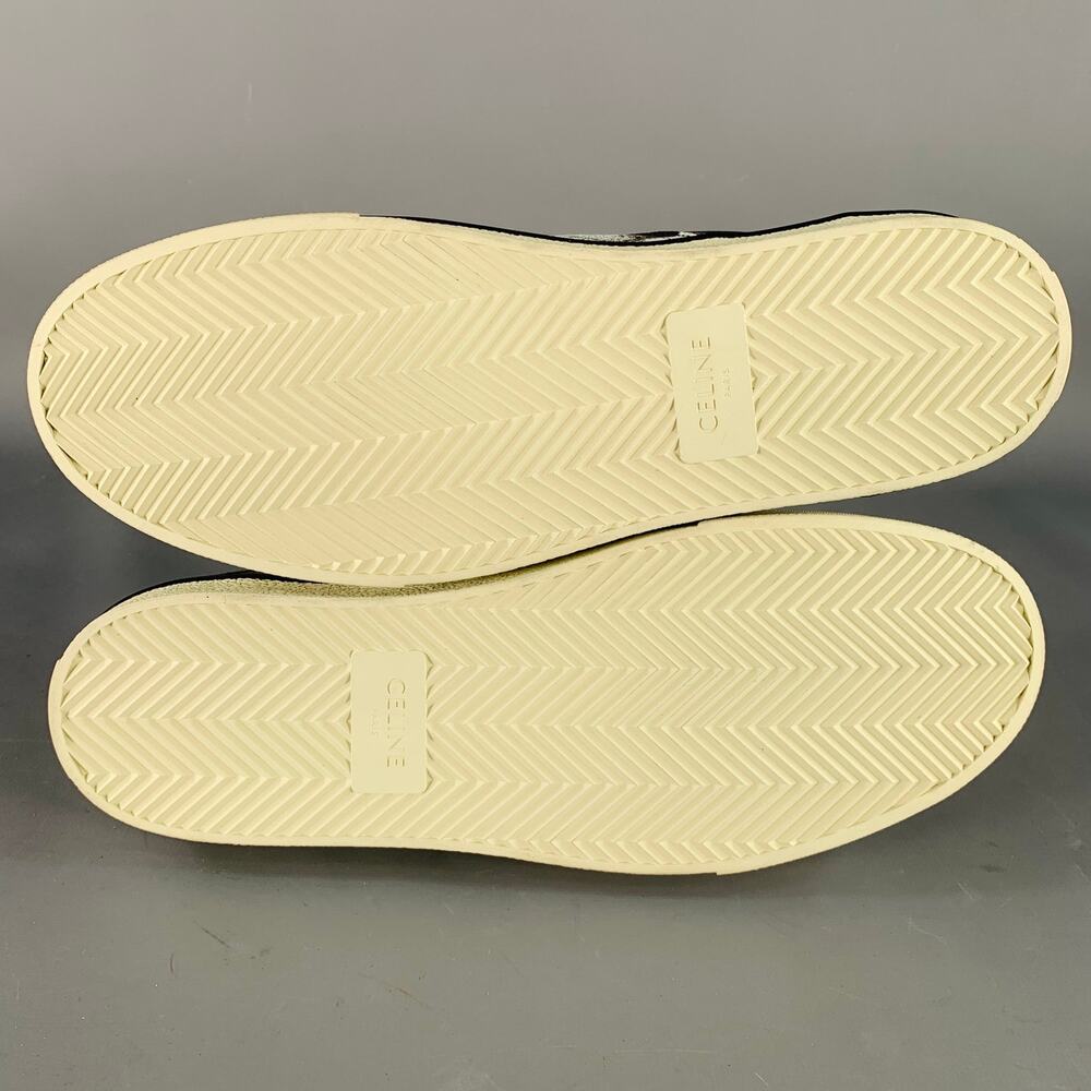 CELINE Fall 2019 Size 9 Black White Marbled Canvas Lace-Up Sneakers - Picture 6 of 10